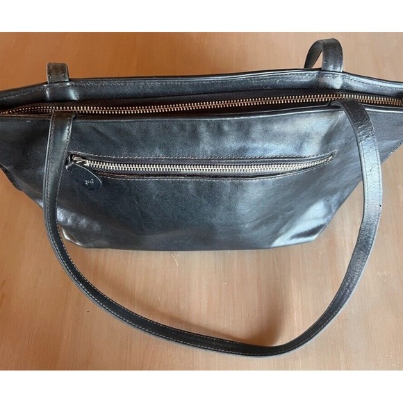 Vintage Original Monsac MW Black Leather Handbag Elegant Timeless Purse Tote - Picture 5 of 16